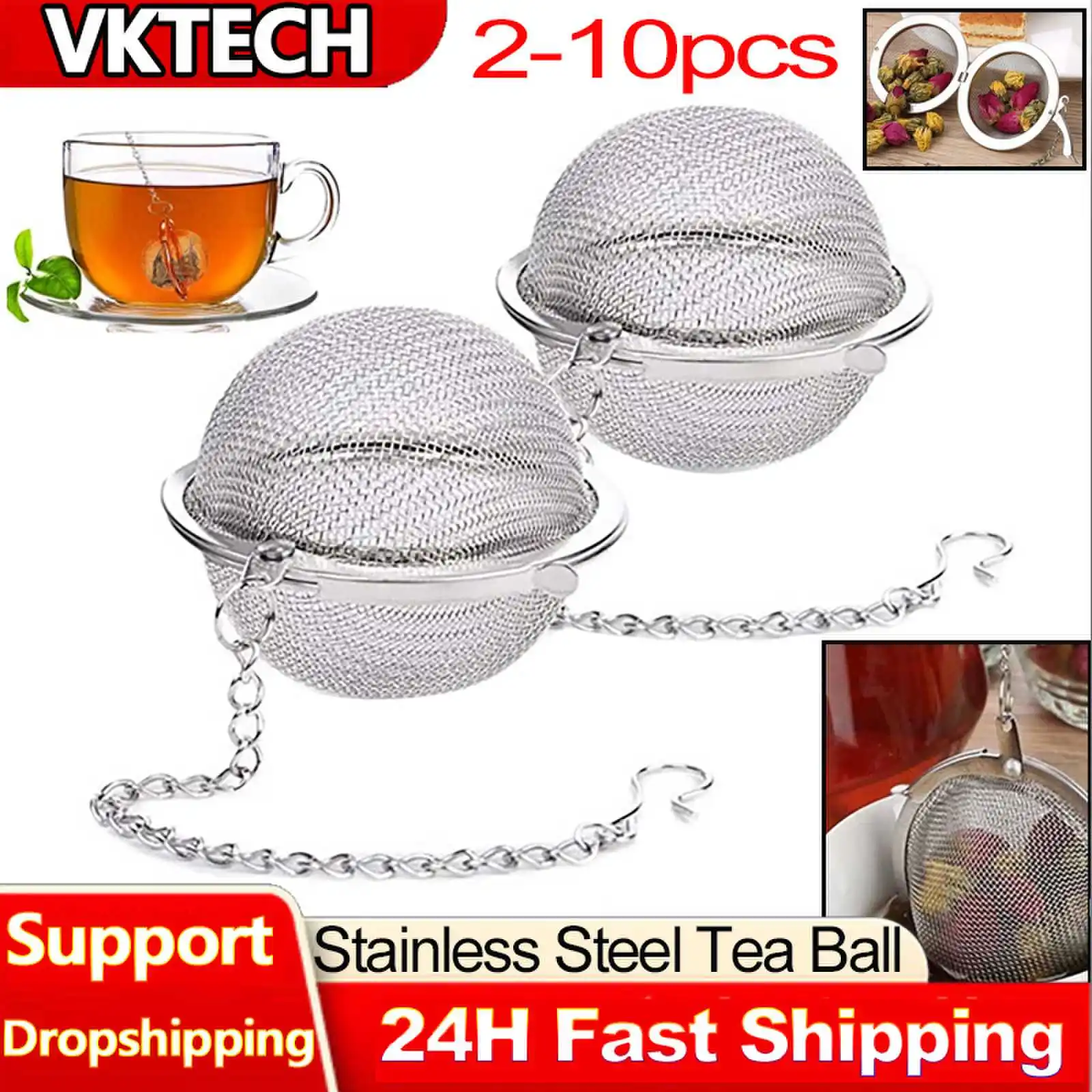 Loose Leaf Tea Infuser - ステンレス鋼メッシュの注入器,ティーフィルター,間隔の香りのディフューザー,ゆったりとした葉のティーストレーナー,ティーウェアツール,2〜10個