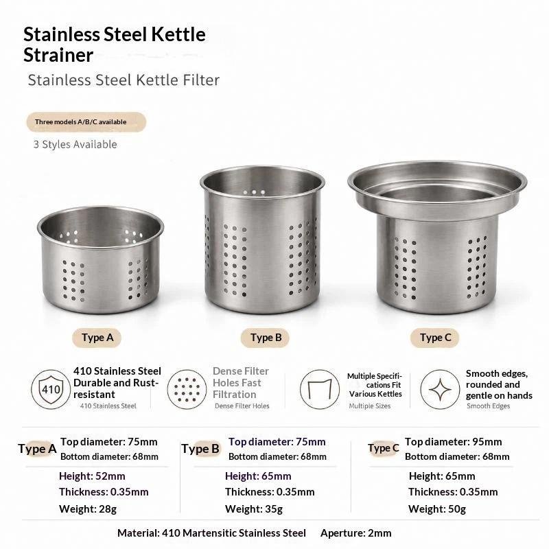 Loose Leaf Tea Infuser - (BF06) ​ ​ 304ステンレス製ティーインフューザー、再利用可能な細かいメッシュストレーナー、折りたたみ式ハンドルクリップ付き、マグカップやティーポット用のルーズリーフフィルター