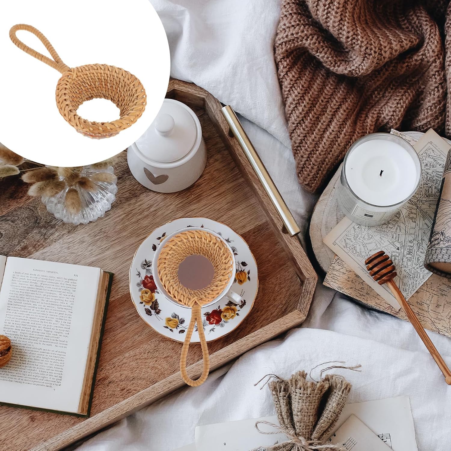 籐製茶こし 手作り茶こし 細かいメッシュ付き ナチュラルスタ - Loose Leaf Tea Infuser のレビューと価格