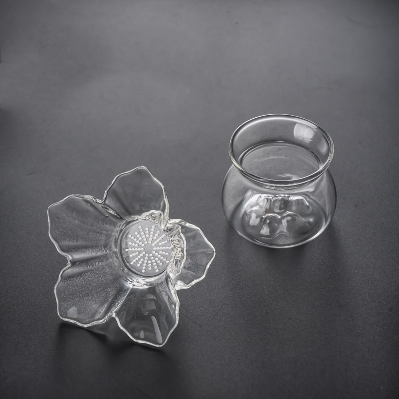 ガラス製茶こし、サポートホルダー付き、蓮の花模様、細かいメッ - Loose Leaf Tea Infuser のレビューと価格