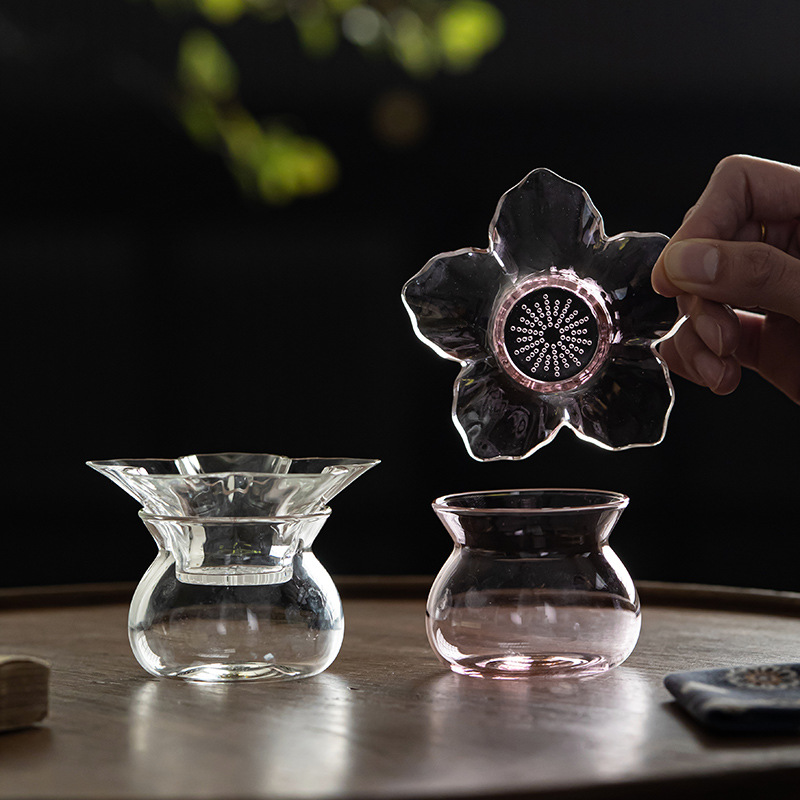 ガラス製茶こし、サポートホルダー付き、蓮の花模様、細かいメッ - Loose Leaf Tea Infuser のレビューと価格